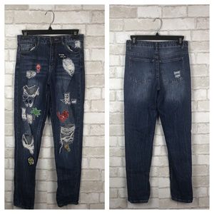 Forever 21 Distressed Patch Jeans Size 24